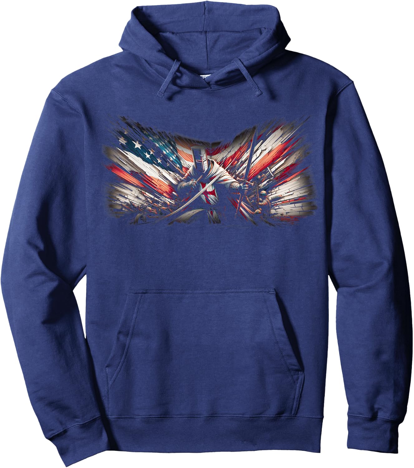 Knight Templar American Flag Crusader Hoodie - Hoodie | Navy