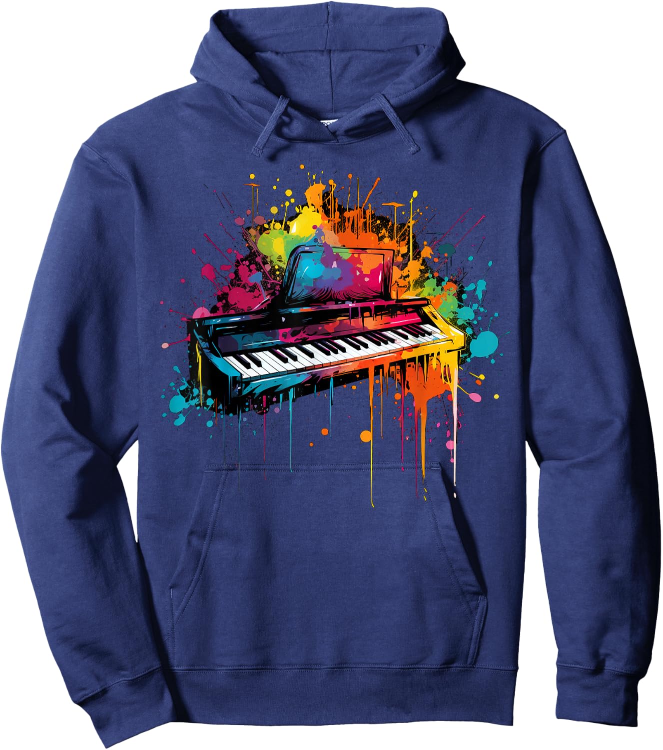 Keyboard instrument on colorful painted Keyboard Hoodie - Hoodie | Navy