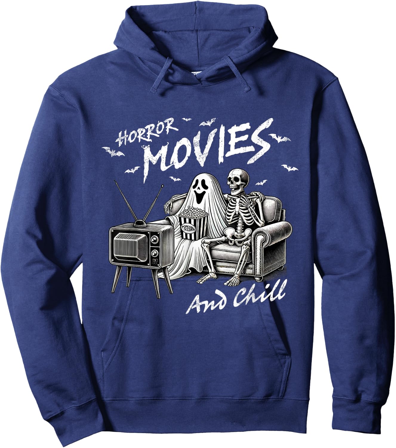 Funny Horror Movies And Chill Halloween Hoodie - Hoodie | Navy