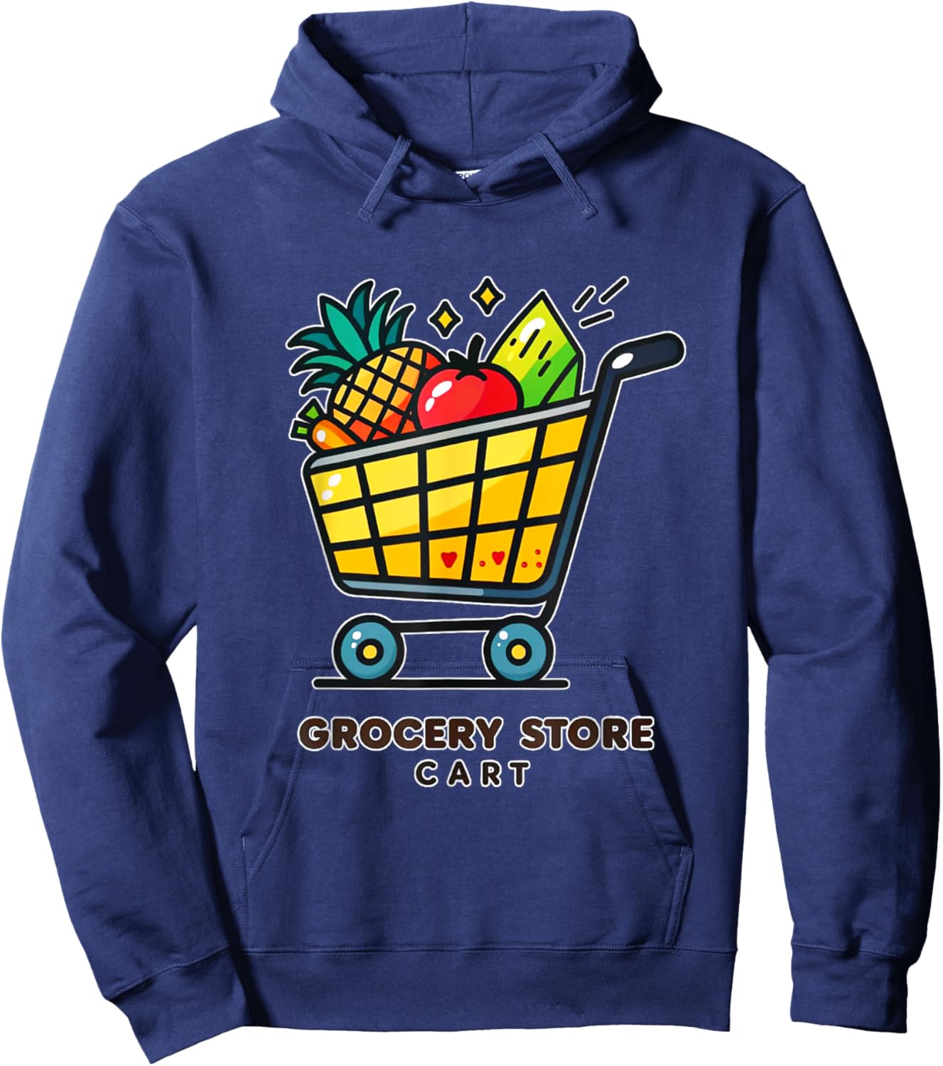 Bright Grocery Store Cart with Food Hoodie - Hoodie | Navy
