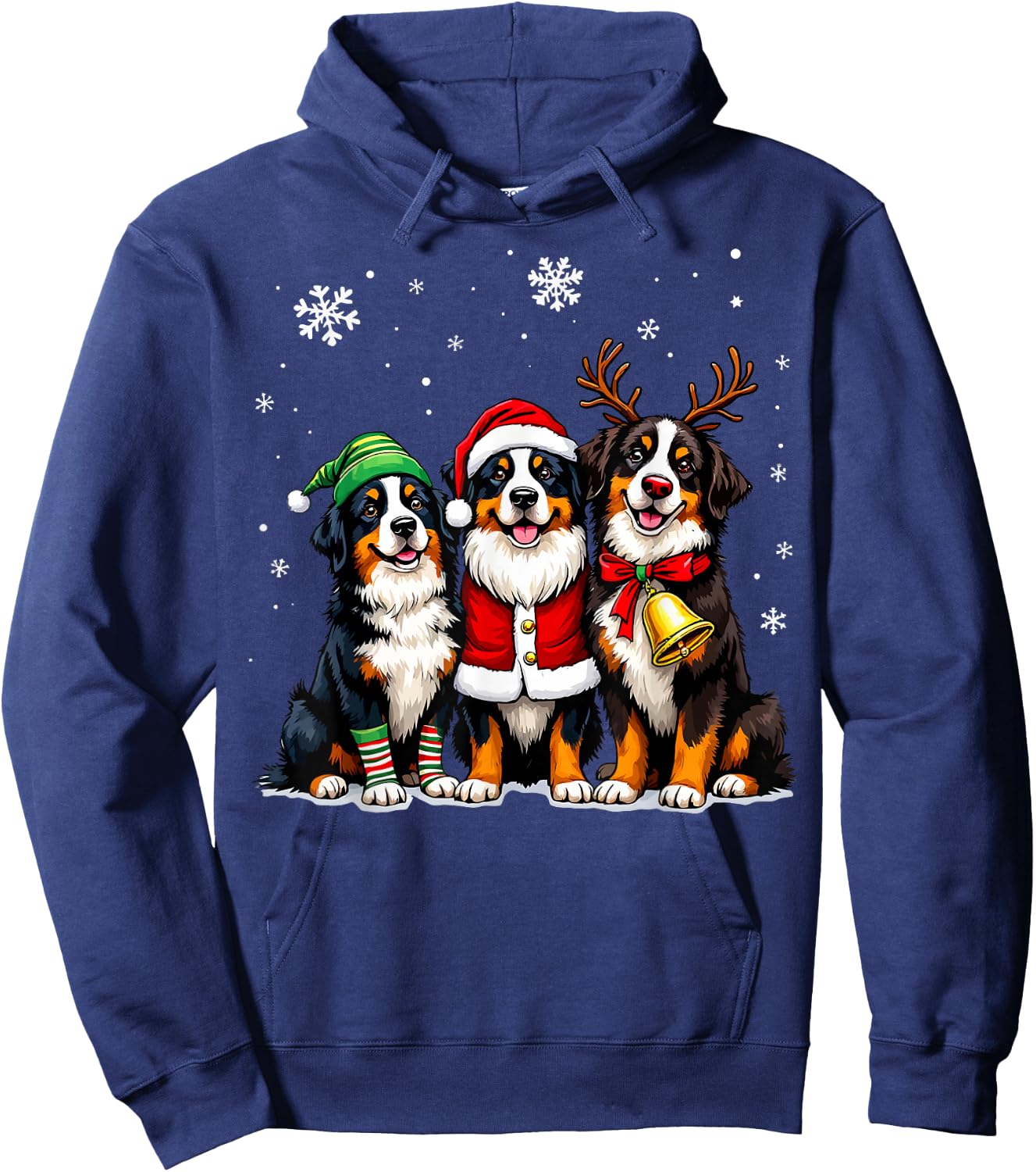Bernese Mountain Dog Christmas Dogs Funny Santa Reindeer Elf Hoodie - Hoodie | Navy
