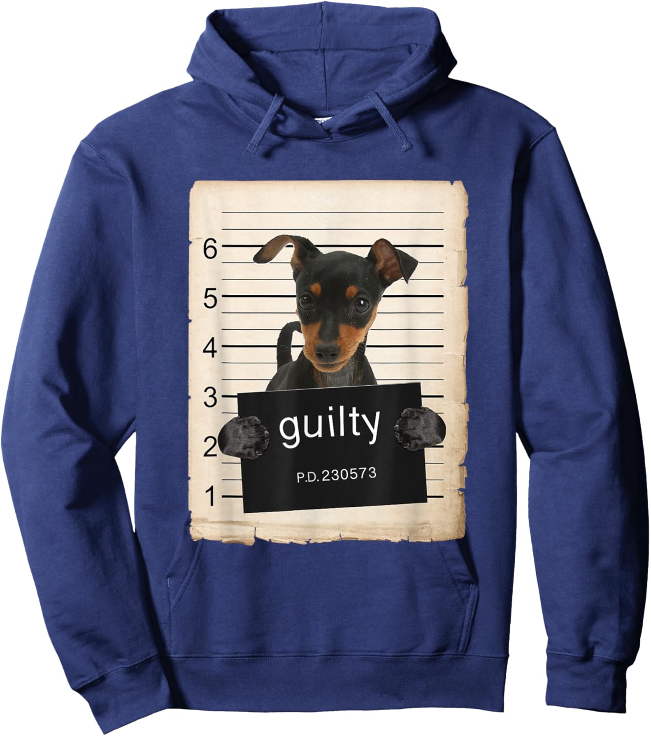 Miniature Doberman Pinscher Dog Mug Shot Bad Dog Hoodie - Hoodie | Navy