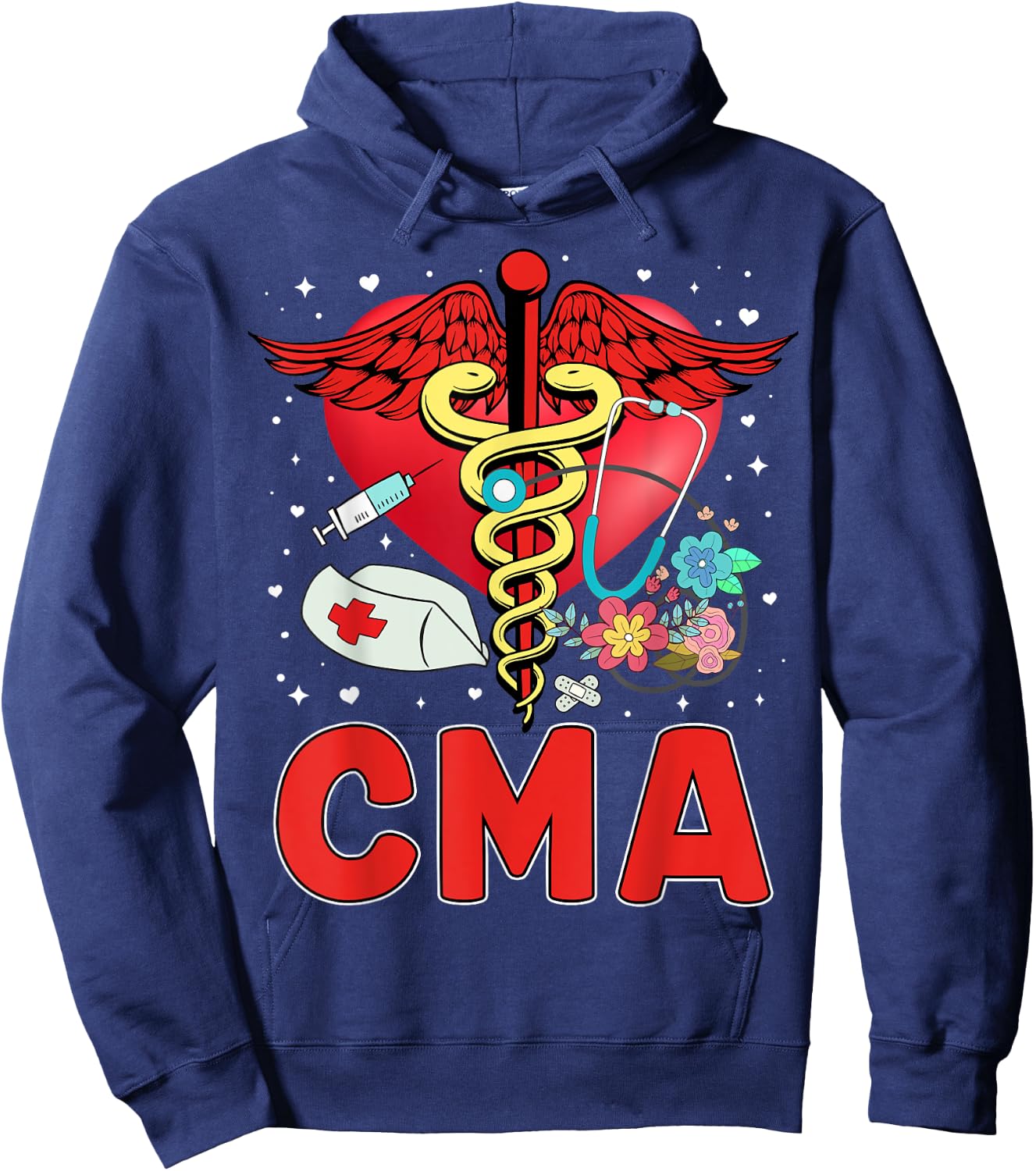 Cute CMA Shirt Caduceus Stethoscope Heartbeat Hoodie - Hoodie | Navy