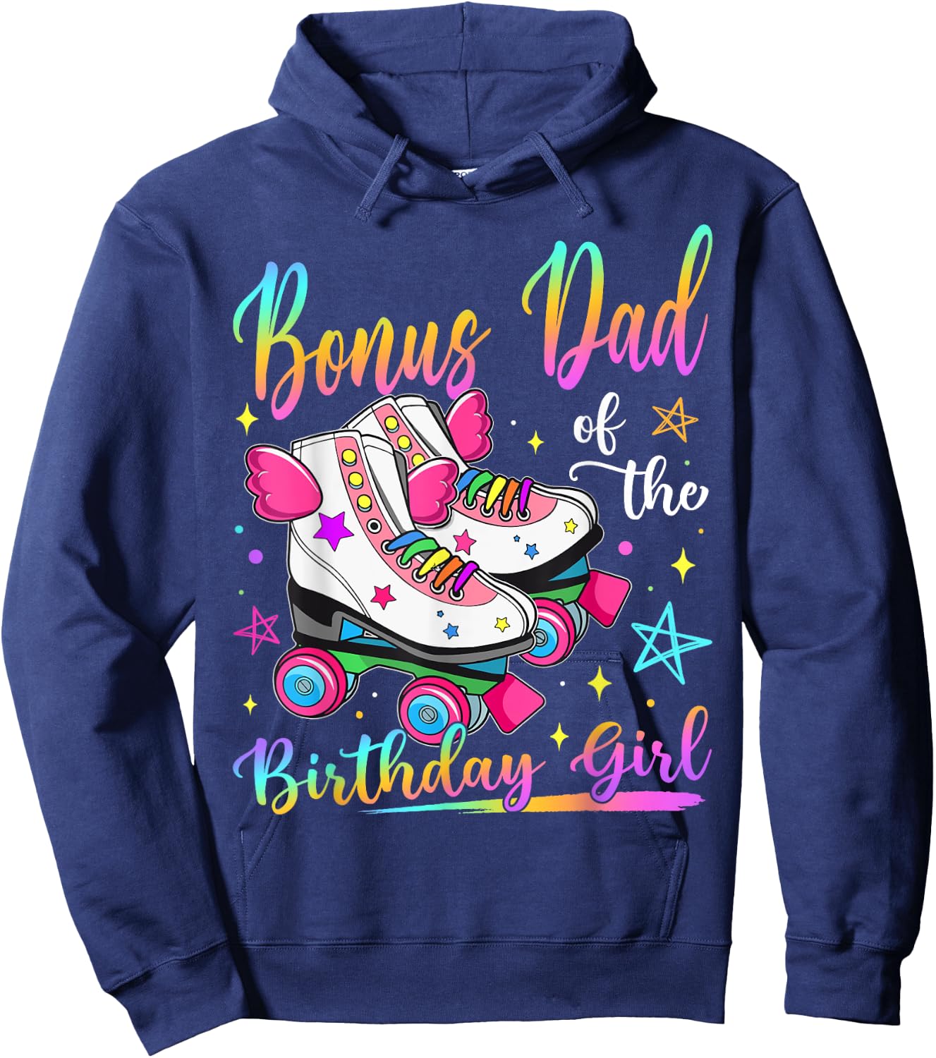 Bonus Dad Of The Birthday Girl Rolling Skate Family Matching Hoodie - Hoodie | Navy