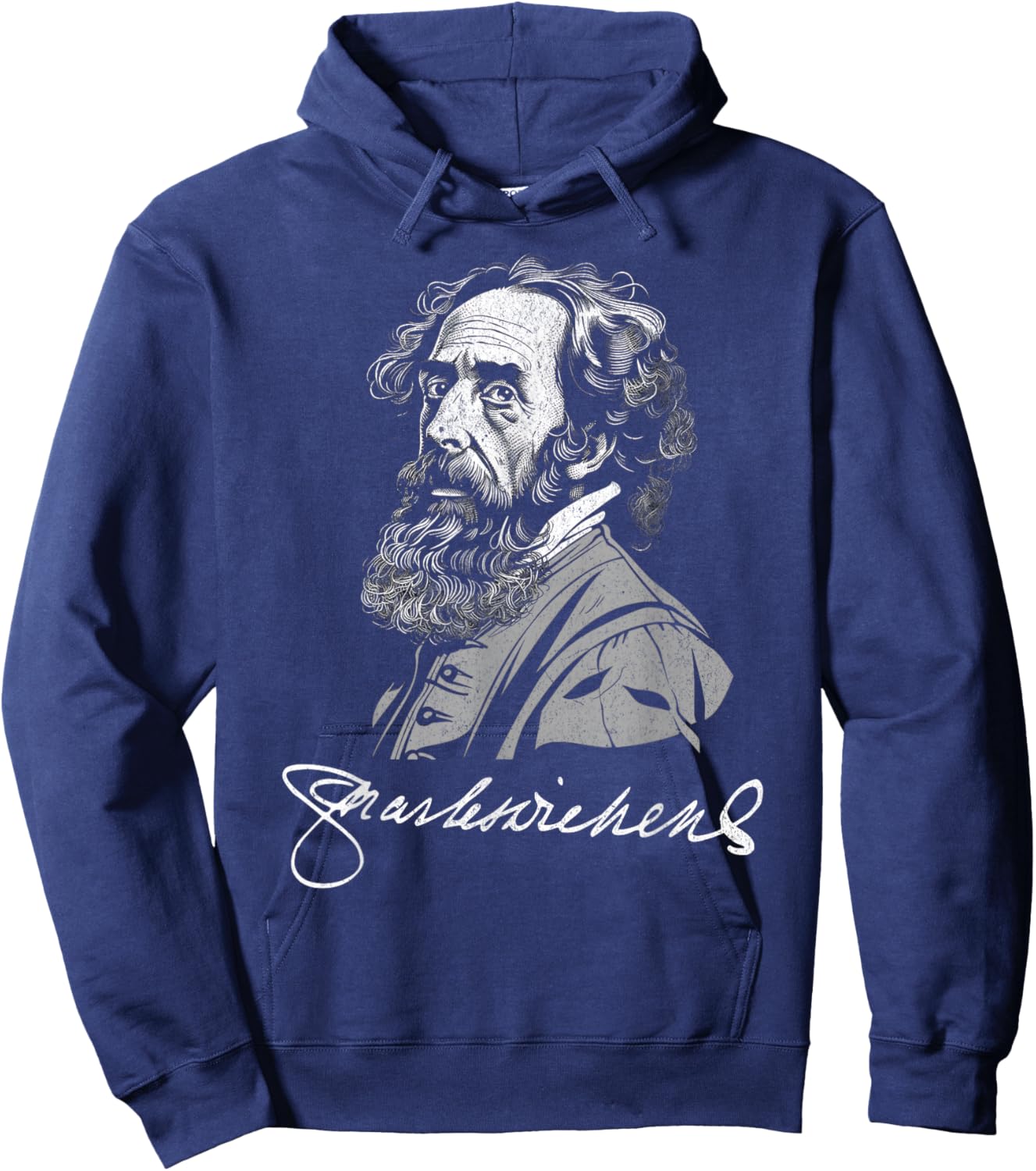 Charles Dickens with Signature For Literature Fans Hoodie - Hoodie | Navy