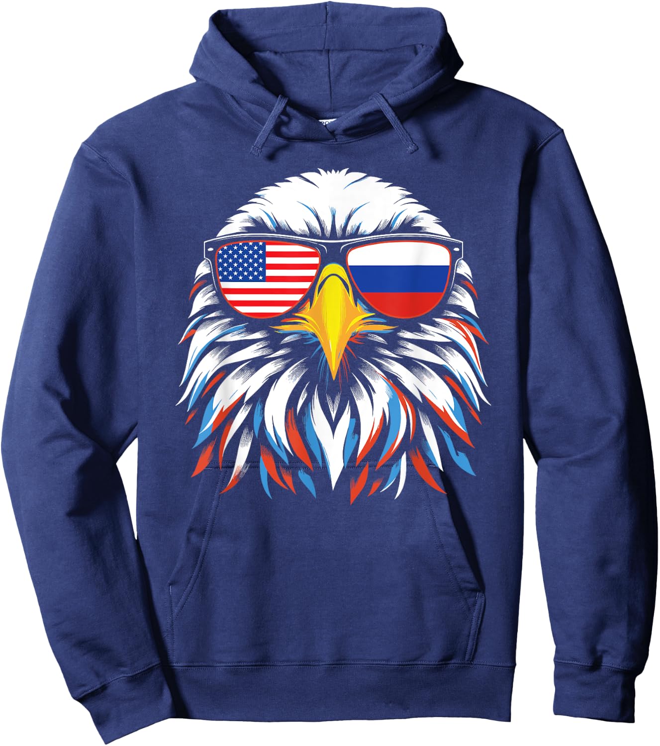 Russia USA Flag Half Russian American Patriotic Eagle Kids Men Hoodie - Hoodie | Navy