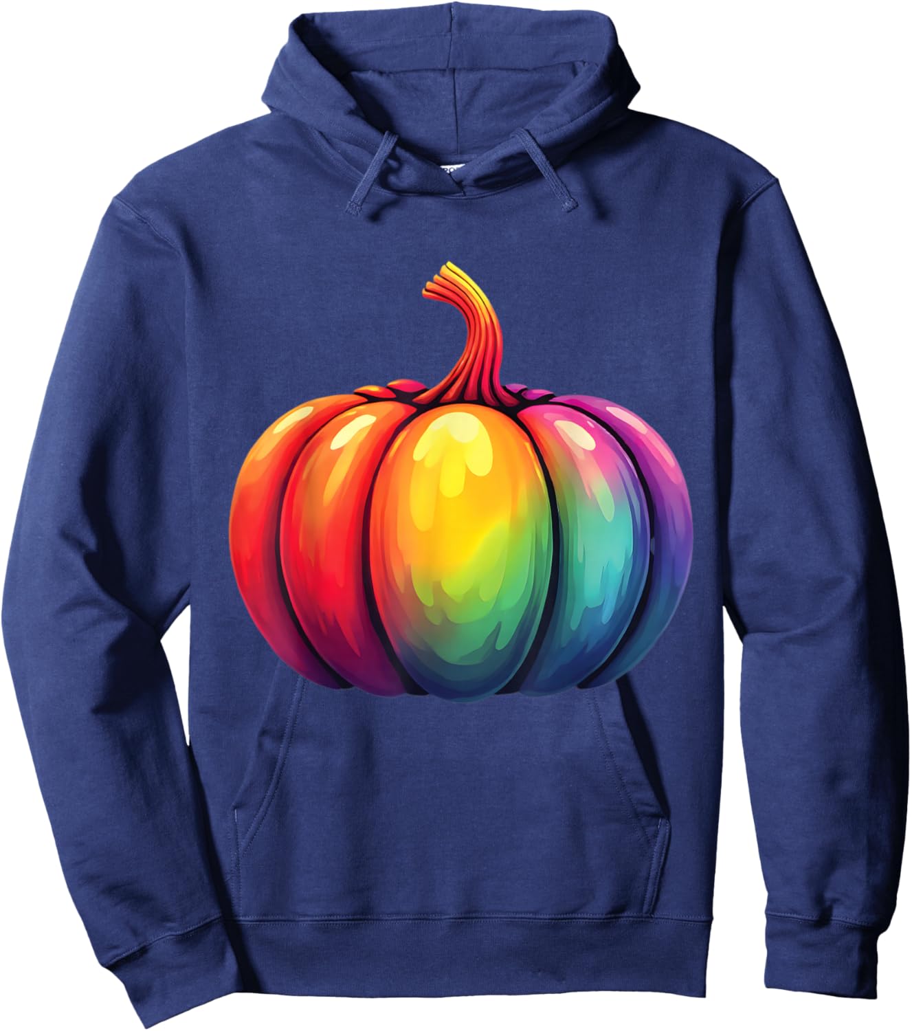 Vibrant Rainbow Pumpkin Graphic Hoodie - Hoodie | Navy
