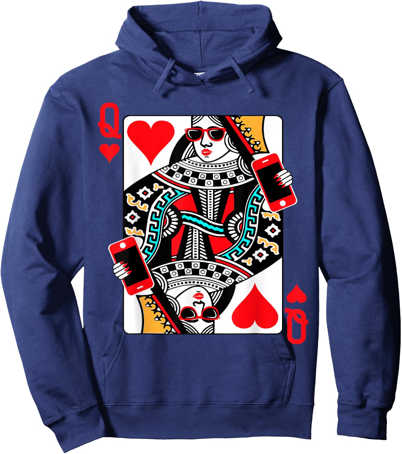 Qween Q of Hearts Funny Girls Blackjack Poker Casino Hoodie - Hoodie | Navy