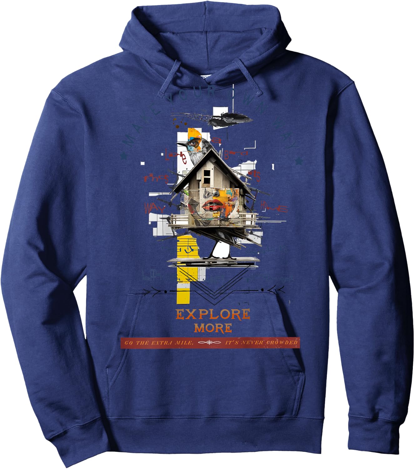 Bird | Backprint | Art Graphic Animal Artwork Bird Hoodie - Hoodie | Navy