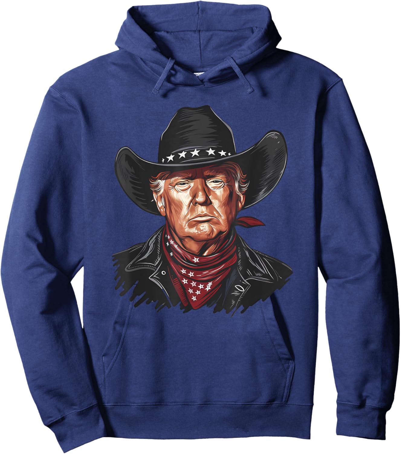 Funny Cowboy Western Donald Trump US Flag 2024 Election Hoodie - Hoodie | Navy