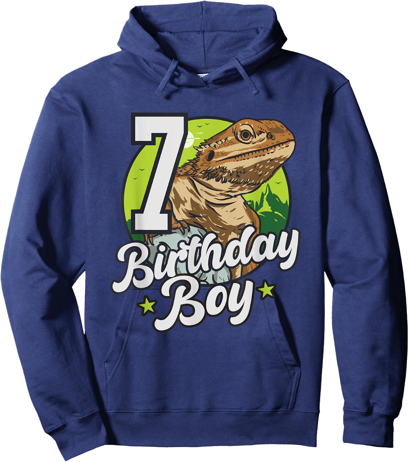 Bearded Dragon Lizard Kids 7th Birthday - 7 Years Boy Hoodie - Hoodie | Navy