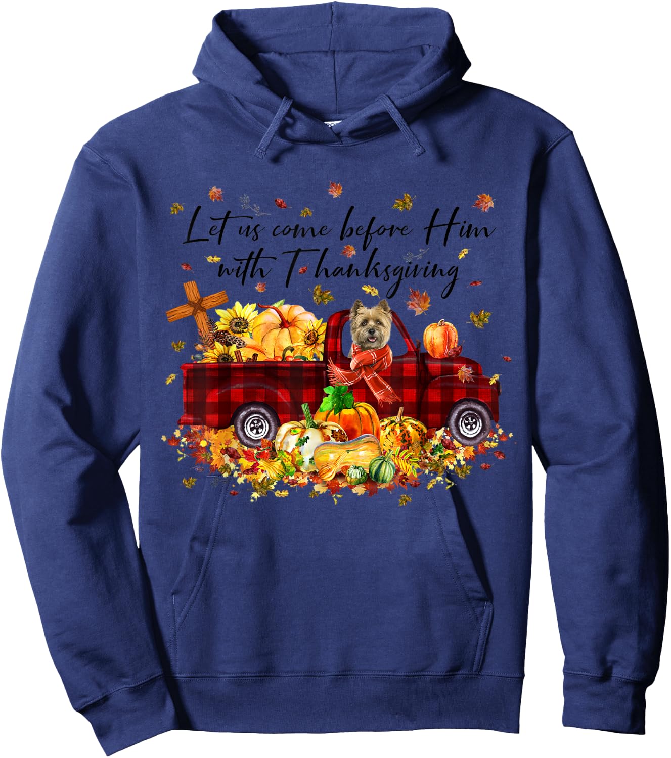 Cairn Terrier Pumpkin Vintage Truck Thanksgiving Halloween Hoodie - Hoodie | Navy