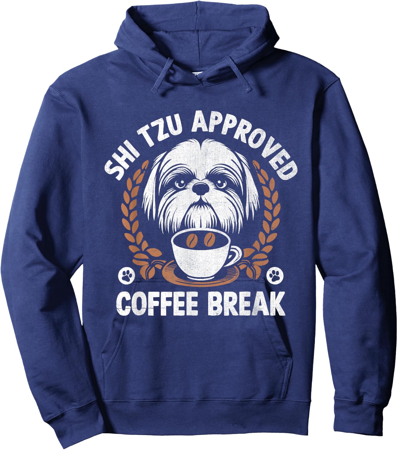 Shih Tzu Mom Dad Coffee Drinking Shih Tzu Cute Dog Owner Hoodie - Hoodie | Navy