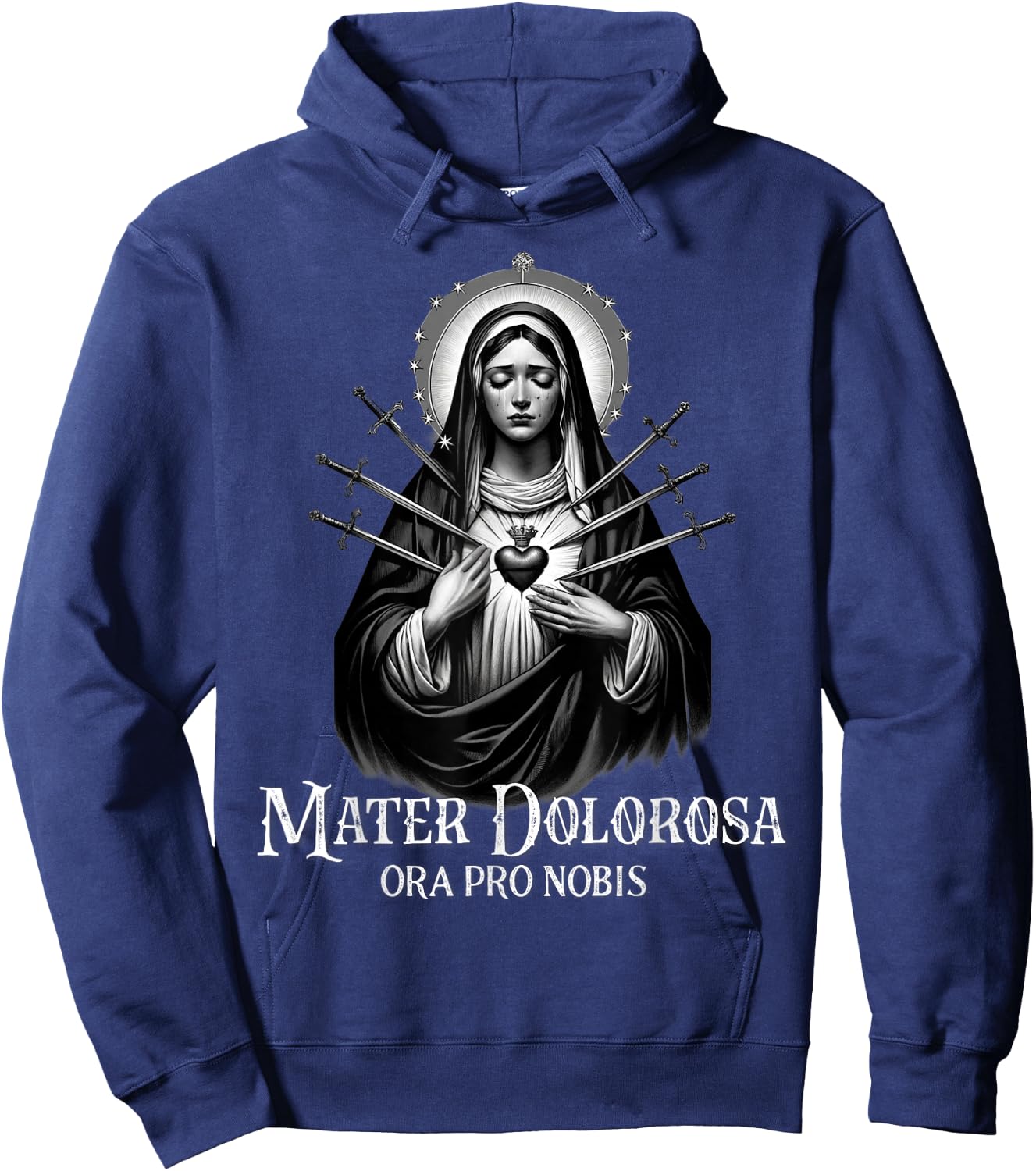 Mater Dolorosa Our Lady of Sorrows Virgin Mary Catholic Hoodie - Hoodie | Navy