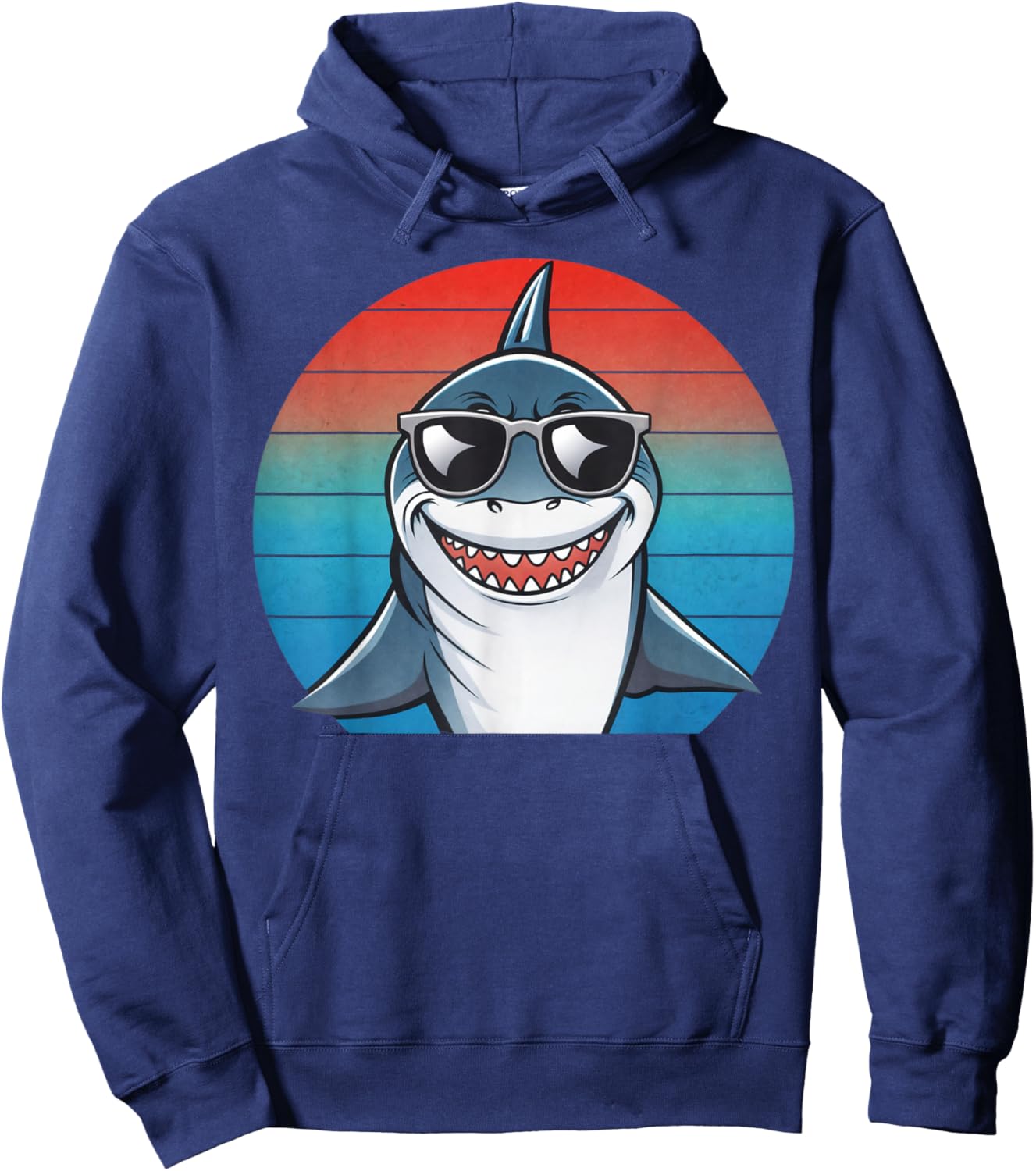 Kids Shark Cool Retro Toddler Boys Shark Hoodie - Hoodie | Navy