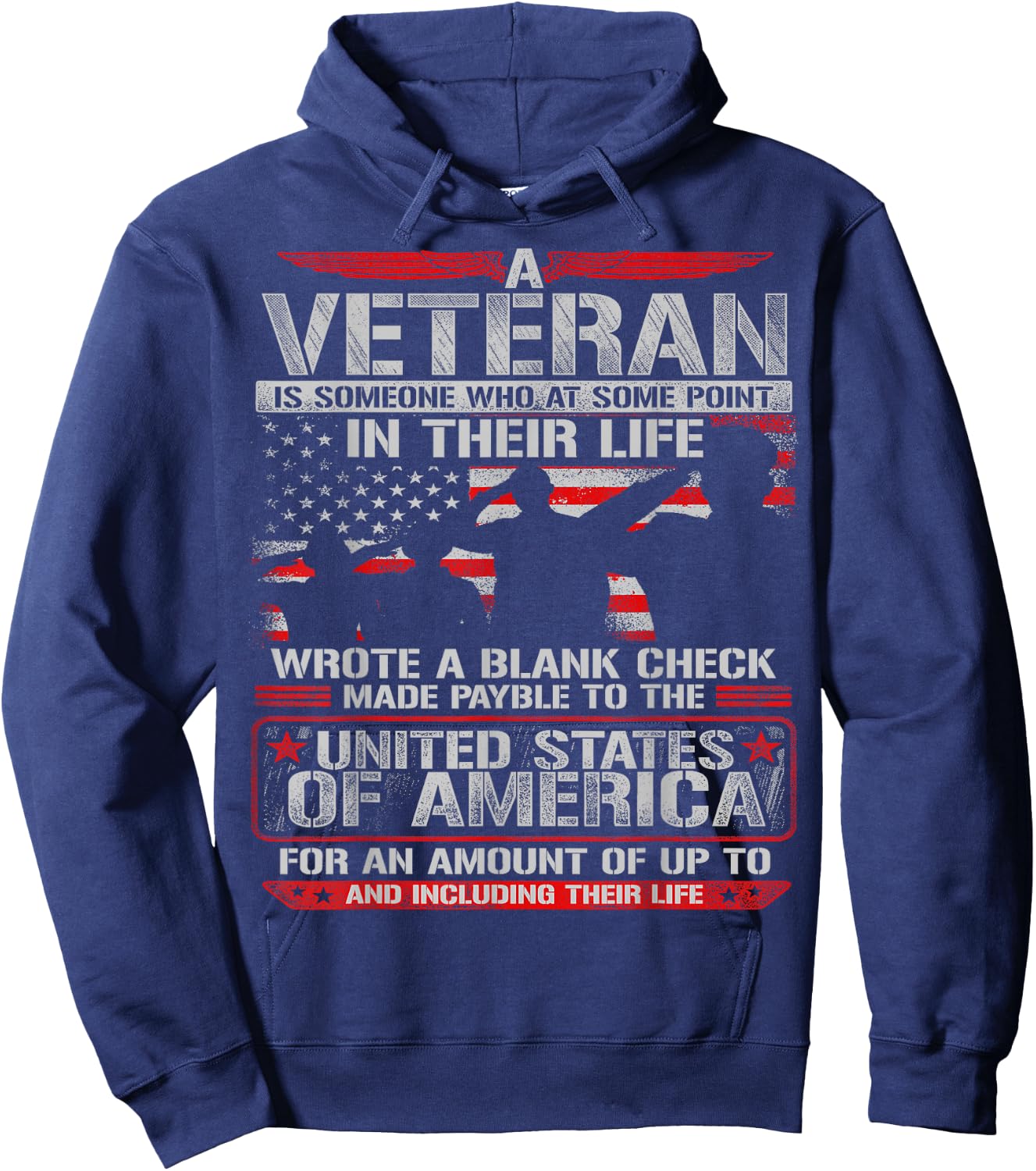 Veteran Wrote Blank Check for Gun Enthusiast Hoodie - Hoodie | Navy