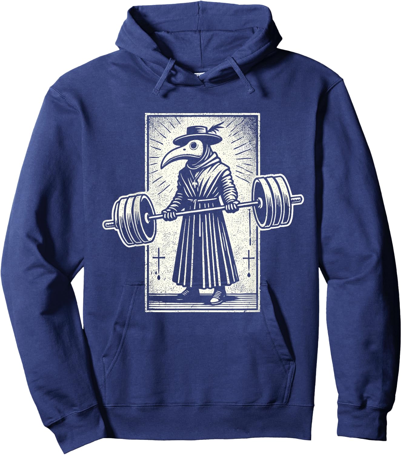 Plague Doctor Weightlifting Funny Retro Vintage Gym Workout Hoodie - Hoodie | Navy