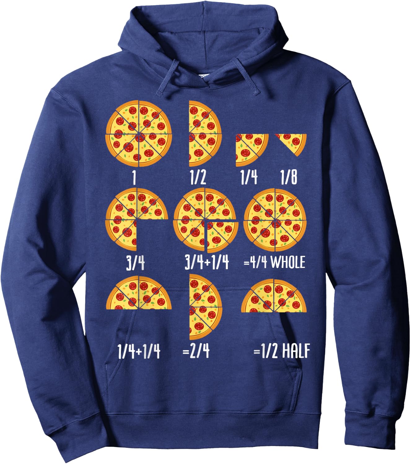 Pizza Slice Fraction Math Teacher Back To School Educational Hoodie - Hoodie | Navy