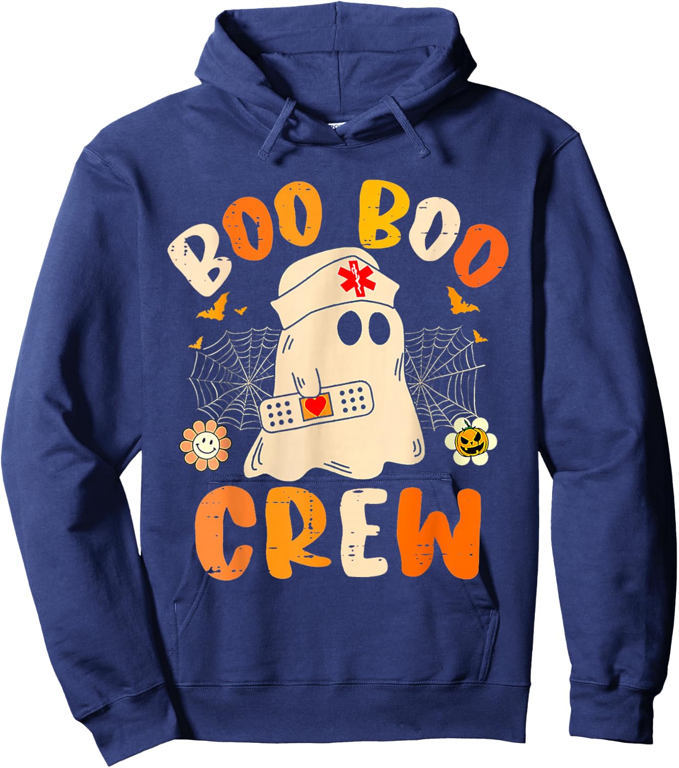 Boo Boo Crew Ghost Halloween Paramedic Nurse RN ER NICU LPN Hoodie - Hoodie | Navy