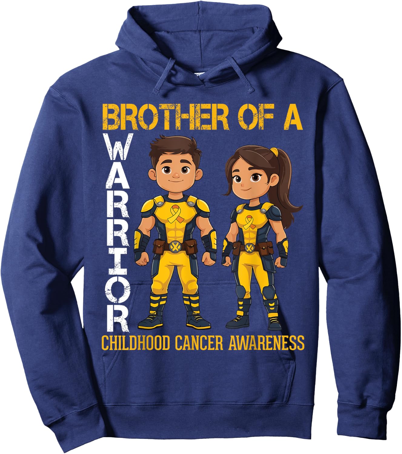 Brother Of A Warrior Childhood Cancer Awareness Help Sister Hoodie - Hoodie | Navy