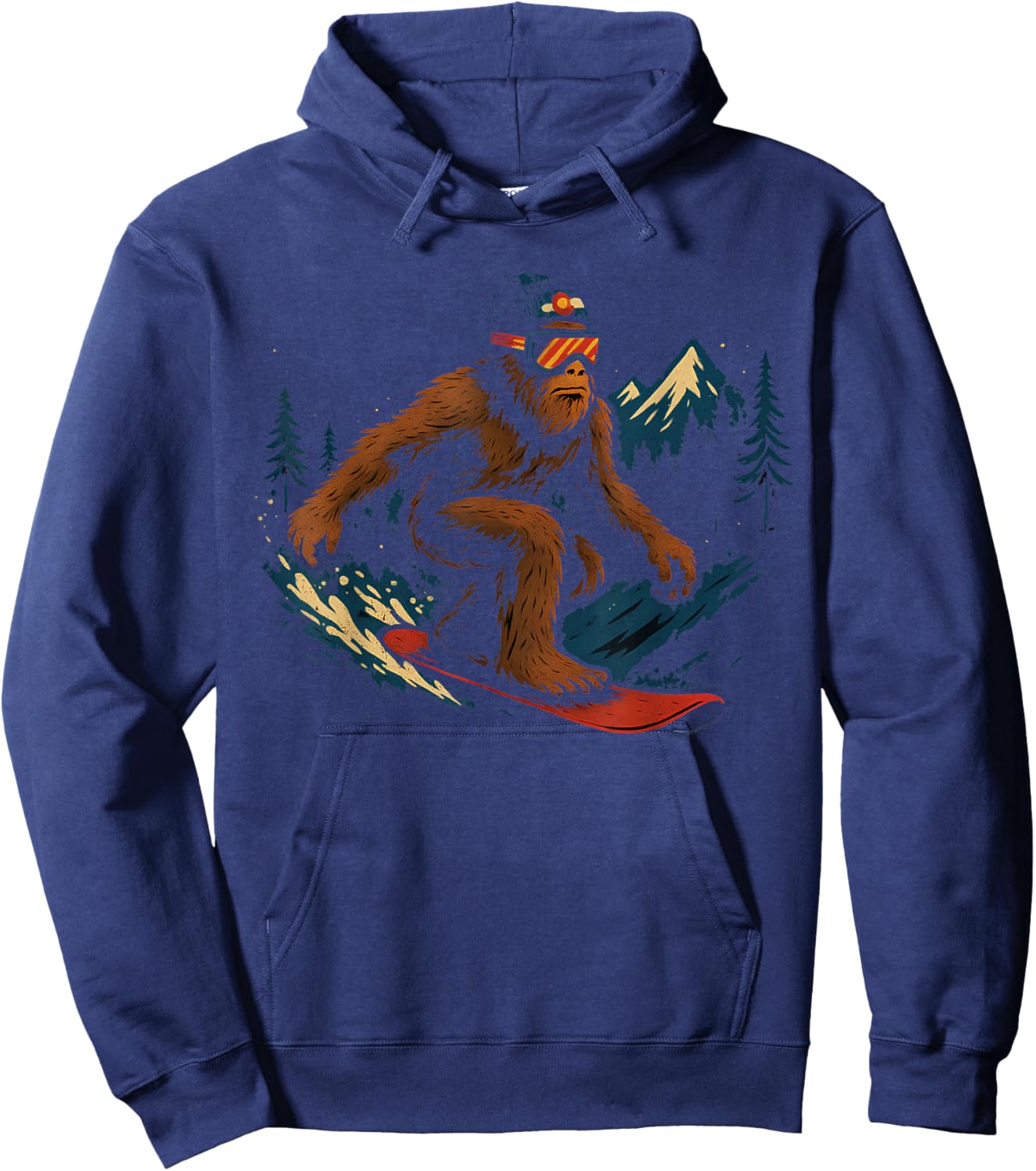Colorado Bigfoot Snowboarding Adventure Sasquatch Design Hoodie - Hoodie | Navy