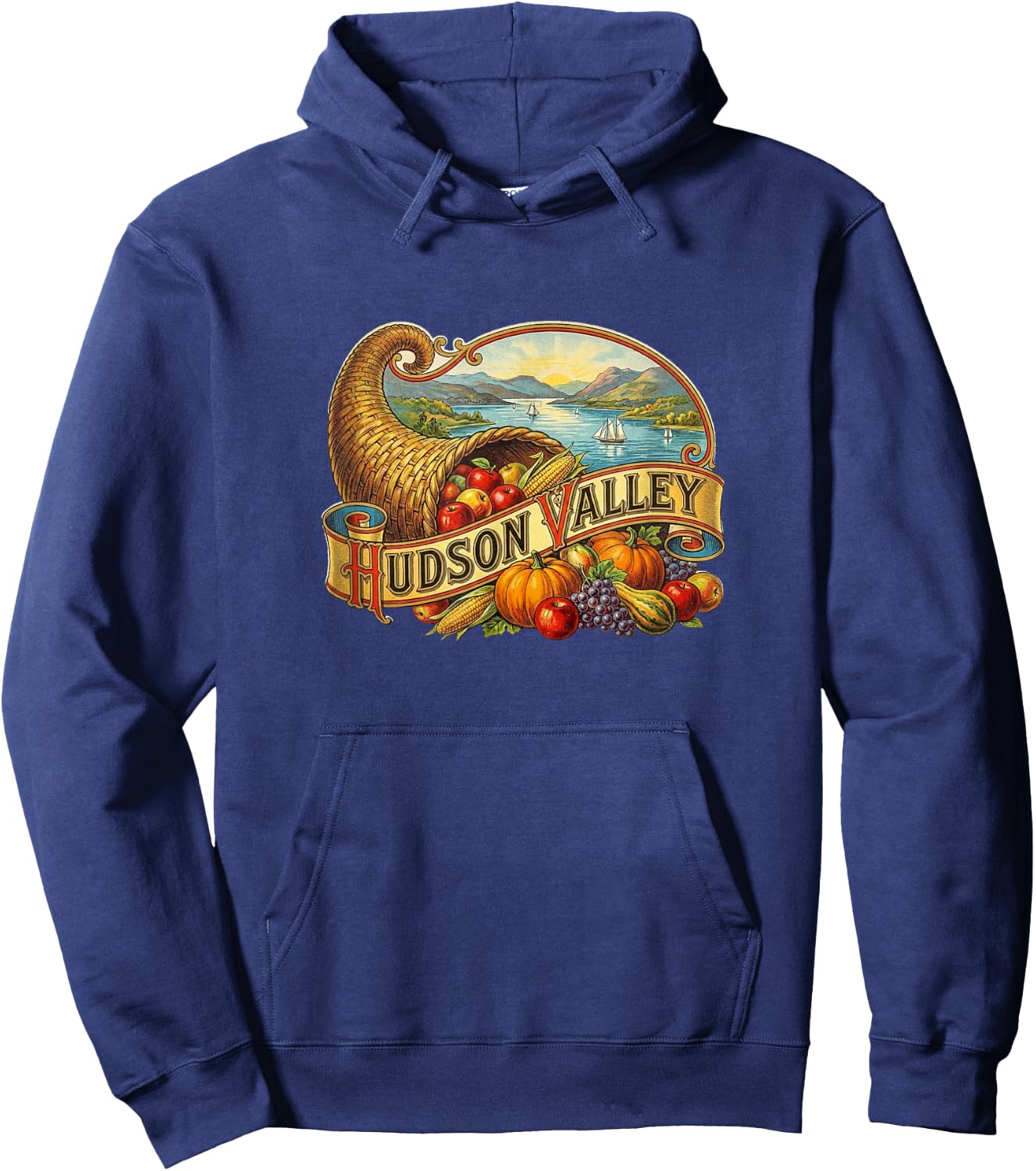 Hudson Valley, New York, Retro Hoodie - Hoodie | Navy