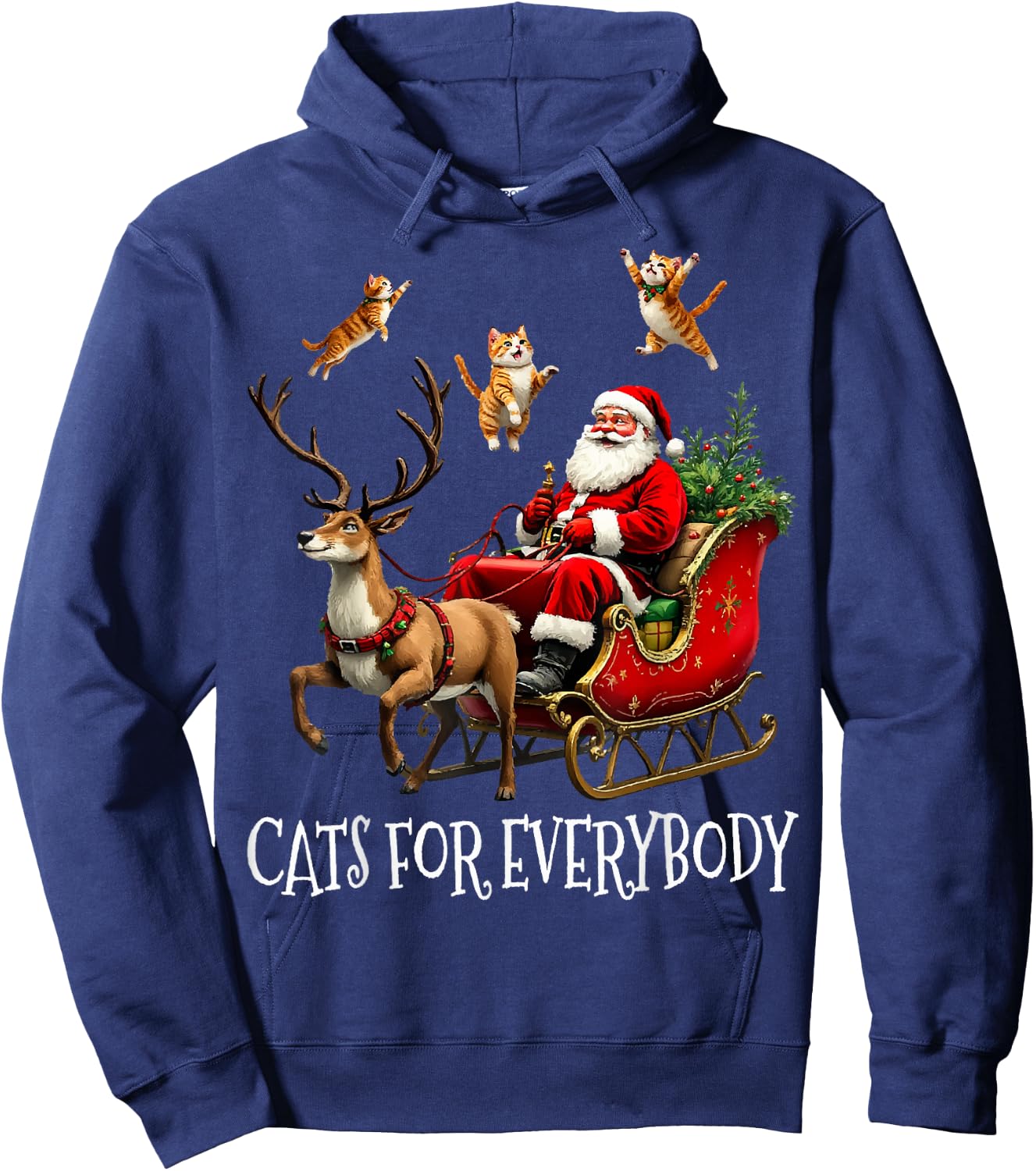 Cats For Everybody Christmas Cat Funny Xmas Santa Hoodie - Hoodie | Navy