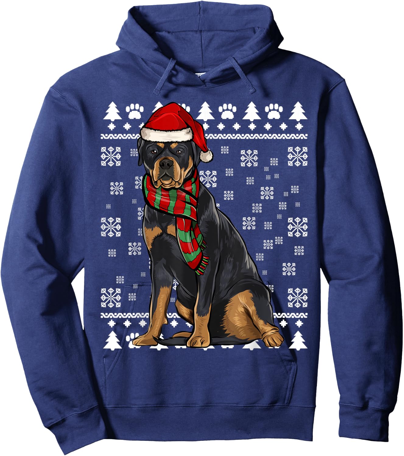 Rottweiler Dog Santa Hat Xmas Ugly Christmas Hoodie - Hoodie | Navy