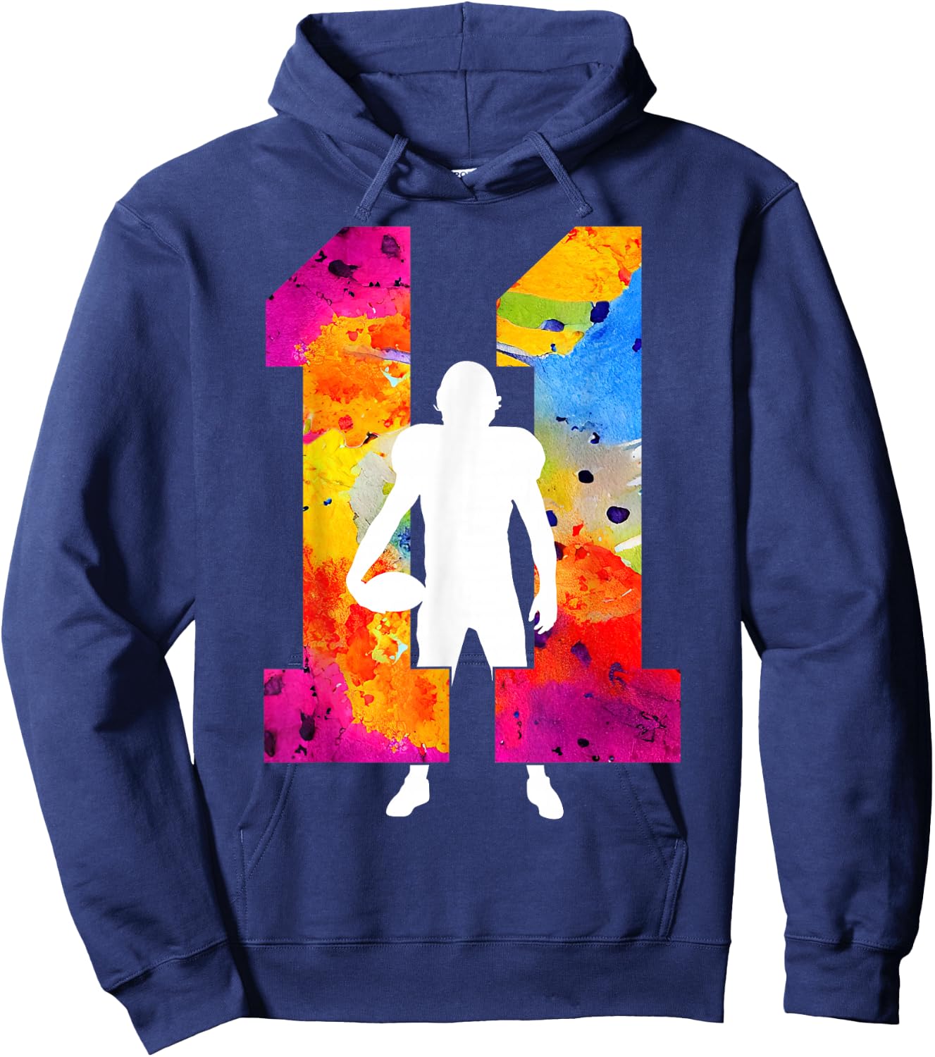 Number 11 Years Football 11th Birthday Hoodie - Hoodie | Navy