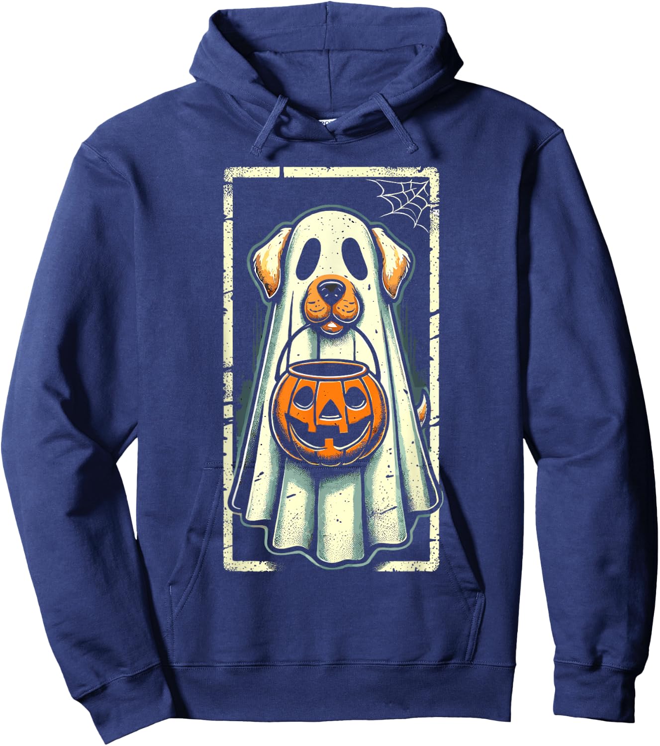 Cute Ghost Dog Men Women Kids Halloween Funny Ghost Hoodie - Hoodie | Navy