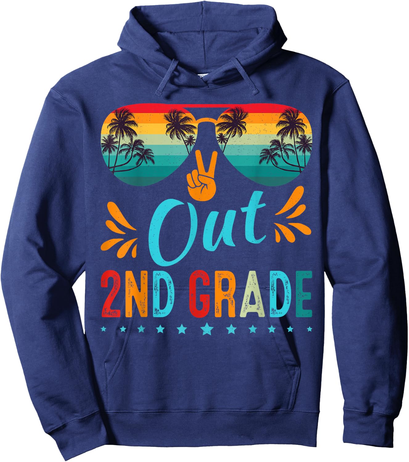 Last Day Of School Peace Out 2nd Grade Retro Graduation Hoodie - Hoodie | Navy