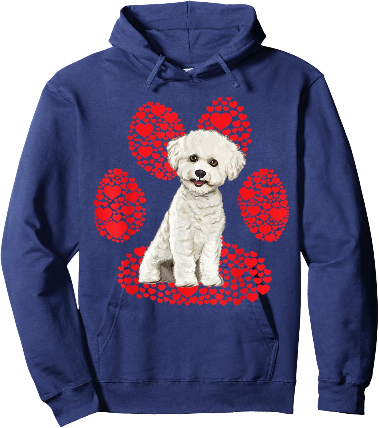 Bichons Frise Valentines Day Dog Love Paw Hoodie - Hoodie | Navy