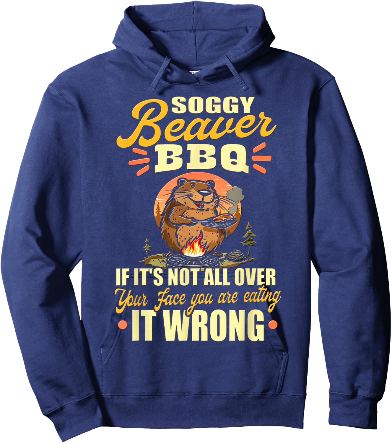 Soggy Beaver BBQ Shirt Hoodie - Hoodie | Navy