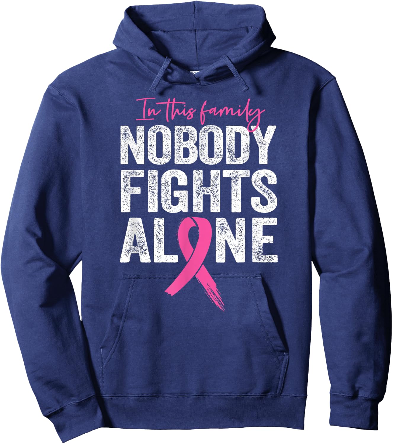 Nobody Fights Alone Breast Cancer Awareness Family Matching Hoodie - Hoodie | Navy