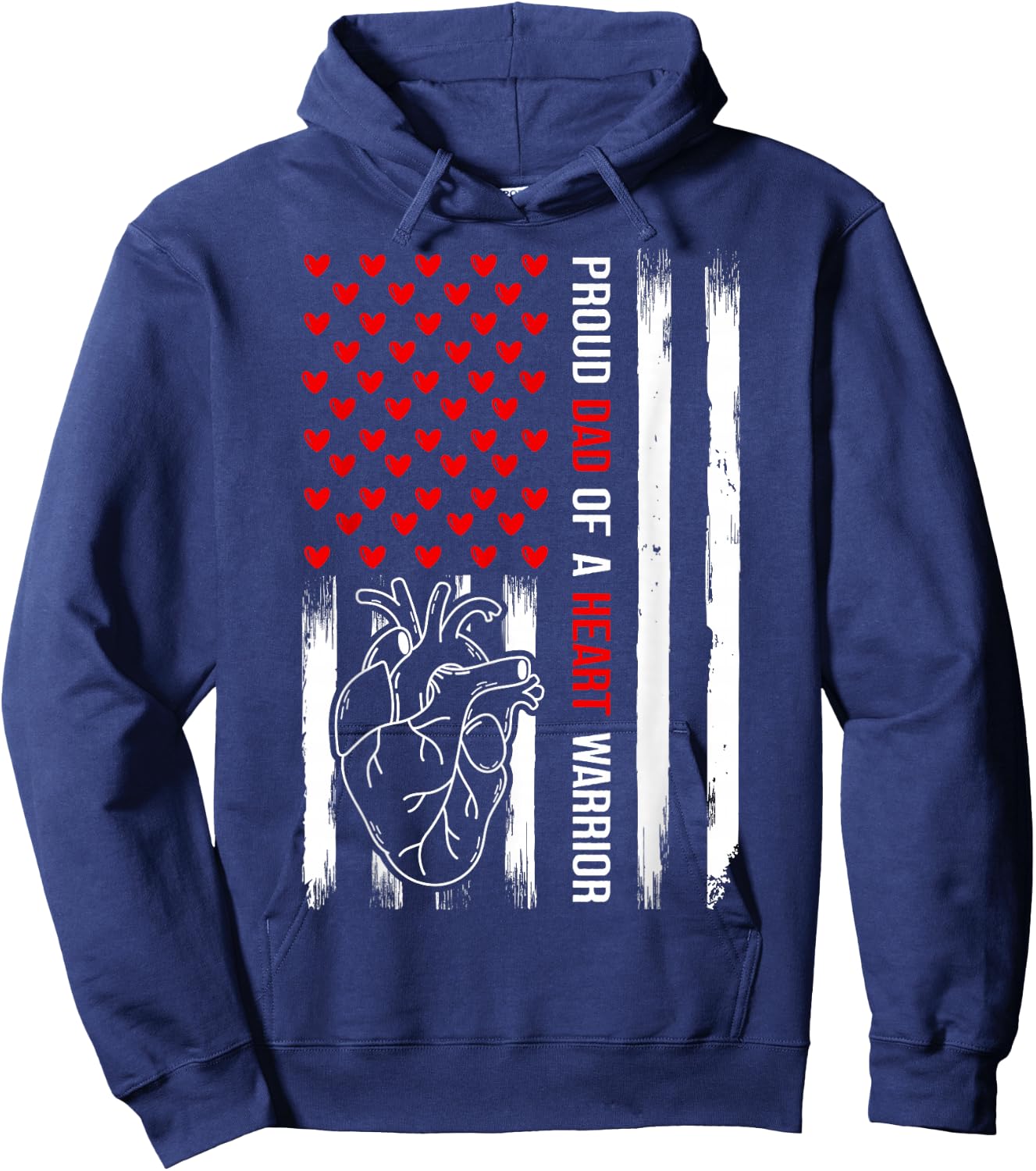 Proud Dad Of A Warrior - CHD - Congenital Heart Defect Month Hoodie - Hoodie | Navy