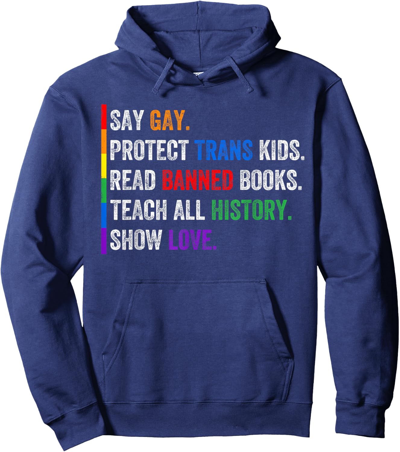 Protect Trans Kids Read Banned Books LGBTQ Ally Pride Month Hoodie - Hoodie | Navy