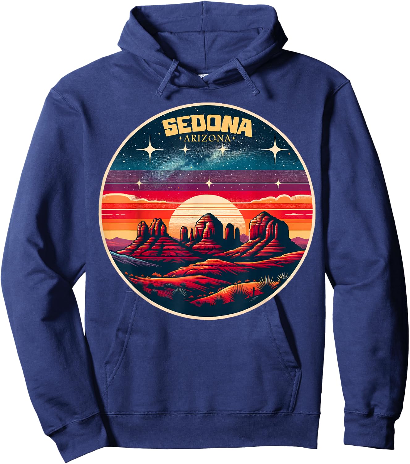 Sedona AZ Hiking Outdoors Mountain Sedona USA Retro Vintage Hoodie - Hoodie | Navy