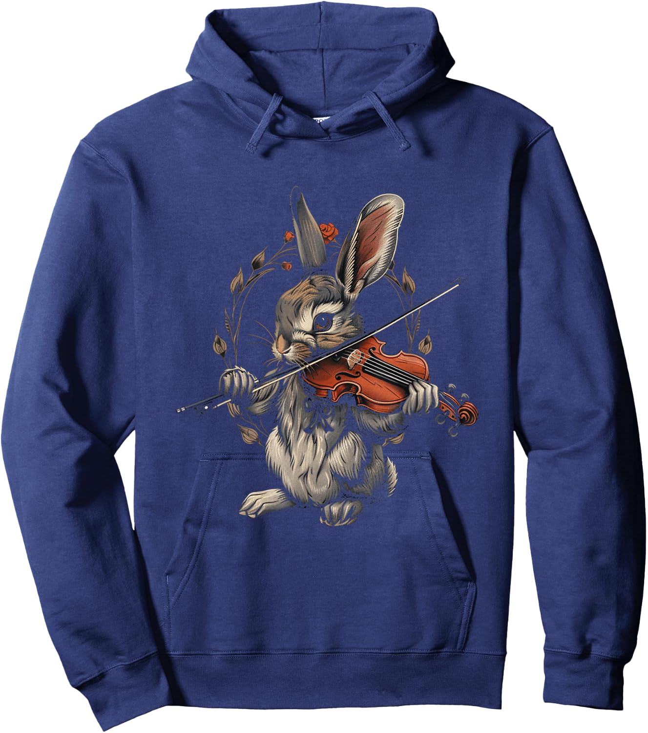 Rabbit Playing Violin for Violin Player Bunny Rabbit Graphic Hoodie - Hoodie | Navy