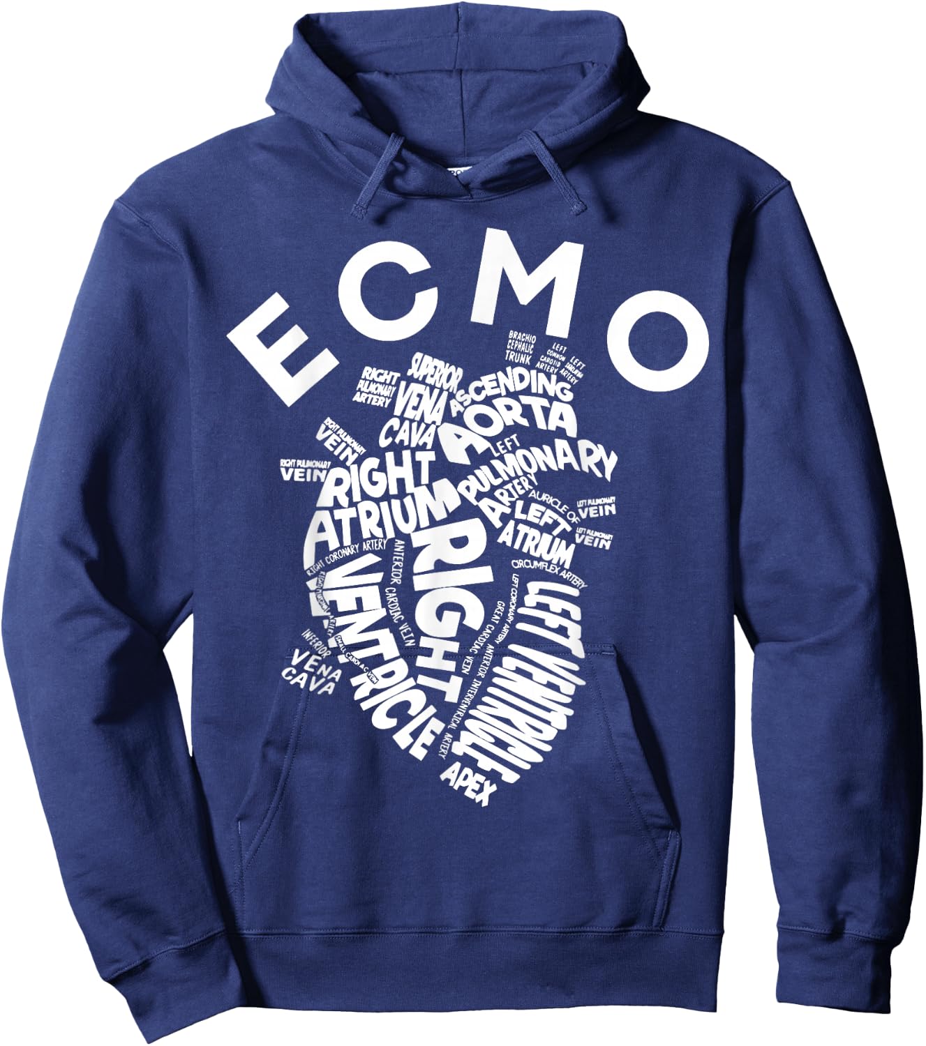 ECMO Heart Nurse Anatomy ECMO Specialist Crew CVICU Hoodie - Hoodie | Navy