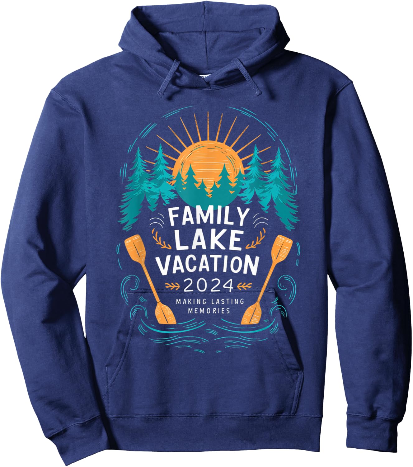 Matching 2024 Camping Hiking Cabin Family Lake Vacation 2024 Hoodie - Hoodie | Navy