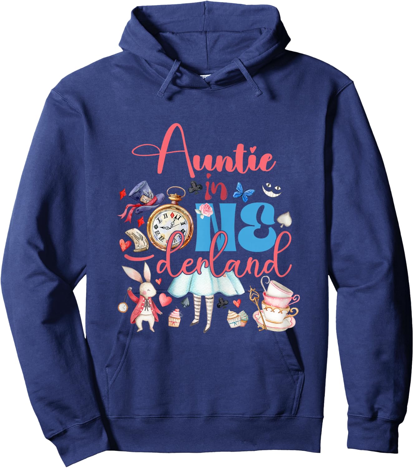 Alice Auntie in ONEderland Birthday Family Hoodie - Hoodie | Navy