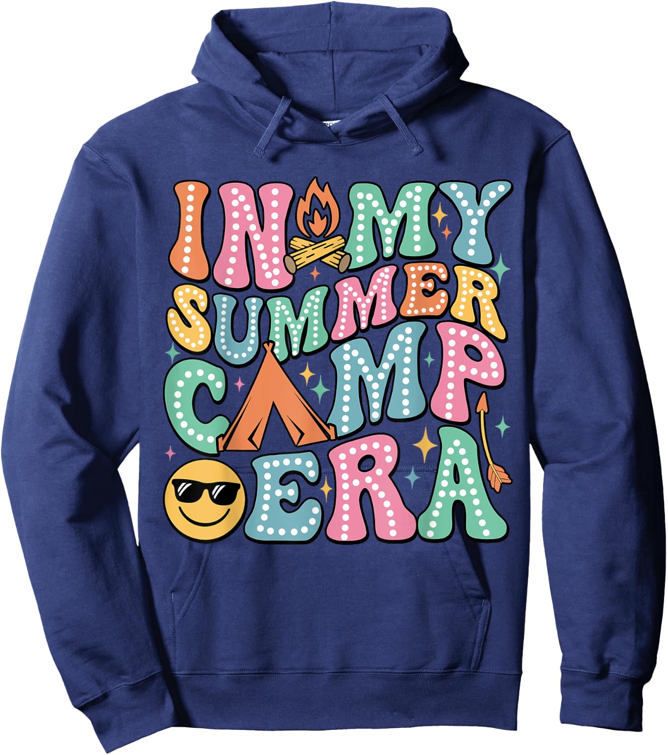 Groovy In My Summer Camp Era Retro Summer Camper Women Hoodie - Hoodie | Navy