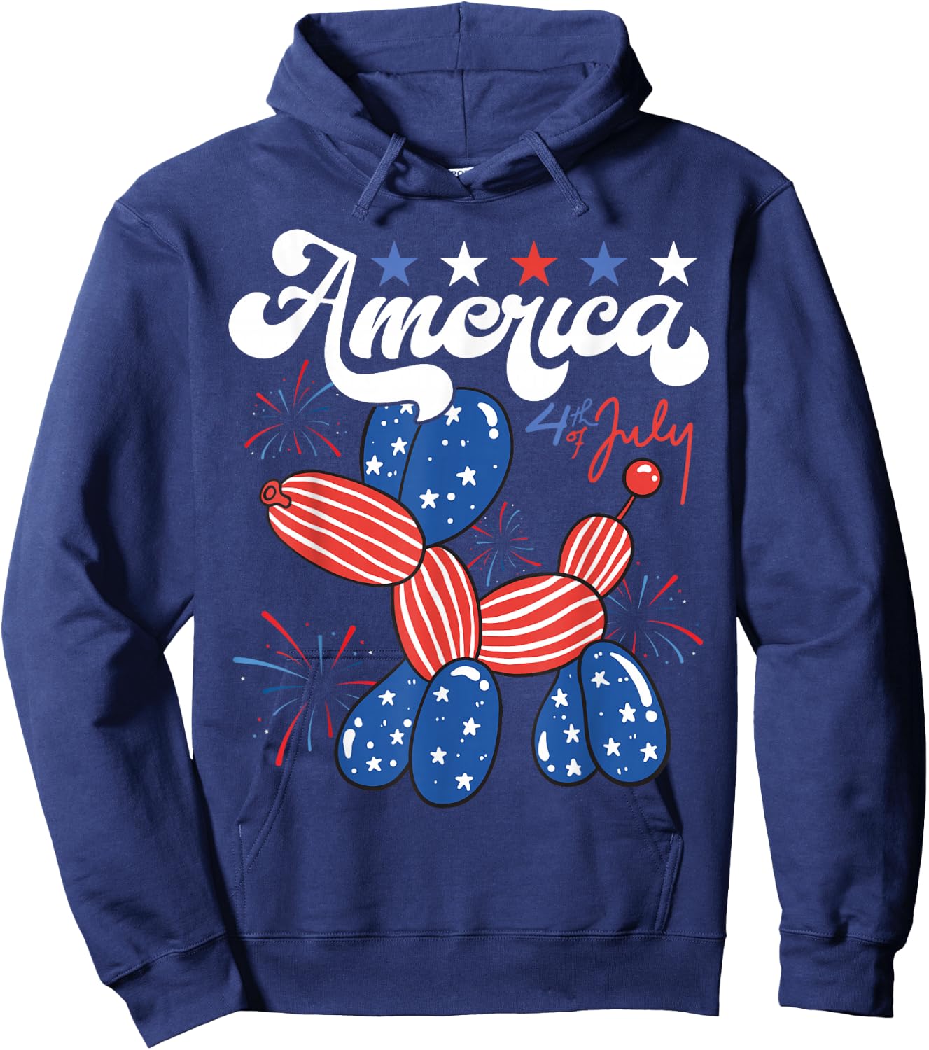Funny Balloon Dog Fourth of July Patriotic American USA Flag Hoodie - Hoodie | Navy