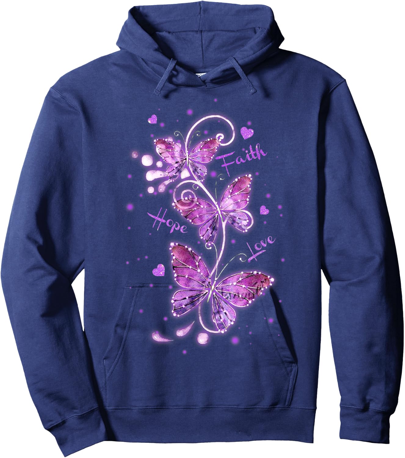Butterfly Faith Hope Love Butterfly Lovers Insects Hoodie - Hoodie | Navy