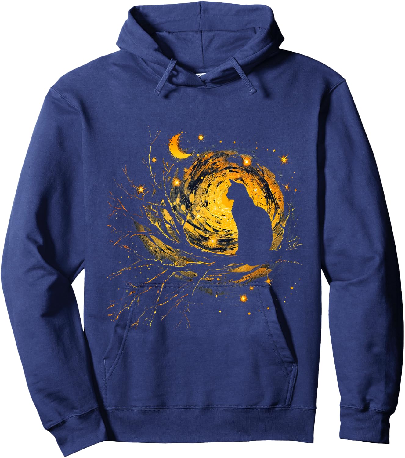 Cat Starry Night Van Gogh Cat for Cat Lover Cat Mom Cat Dad Hoodie - Hoodie | Navy
