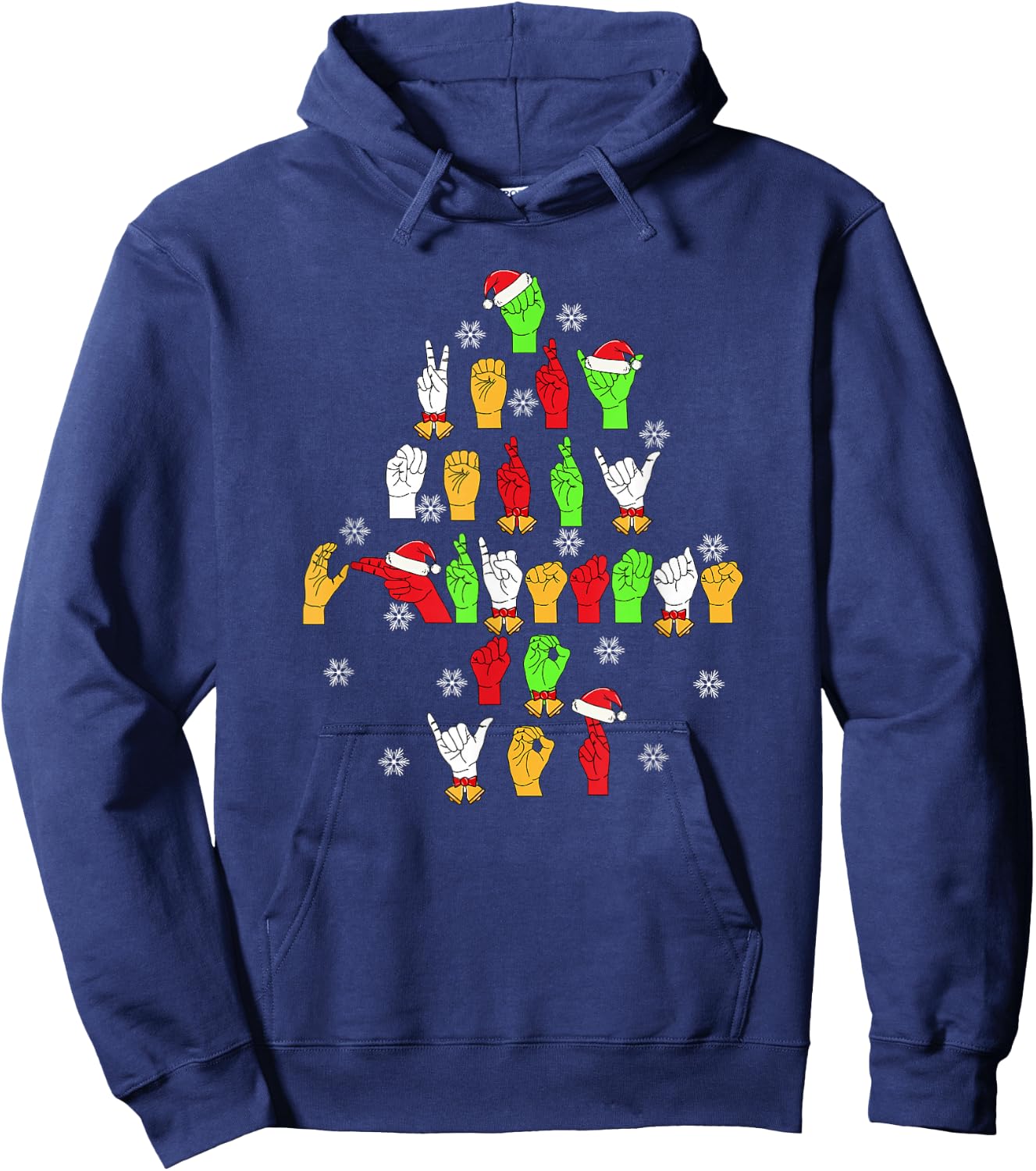 Funny ASL Christmas American Sign Language Hoodie - Hoodie | Navy