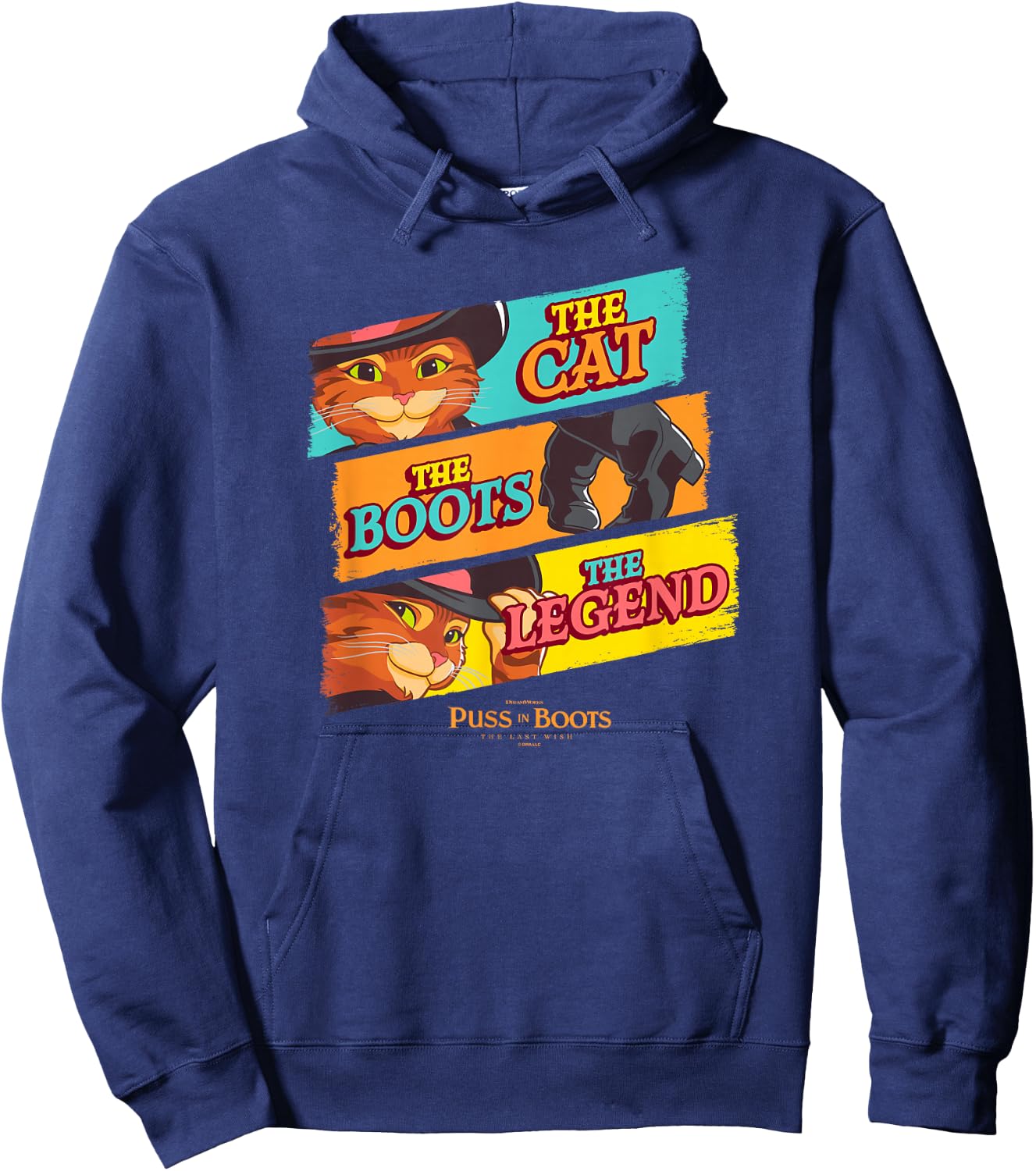 DreamWorks Puss In Boots: The Last Wish Logo Panels Hoodie - Hoodie | Navy