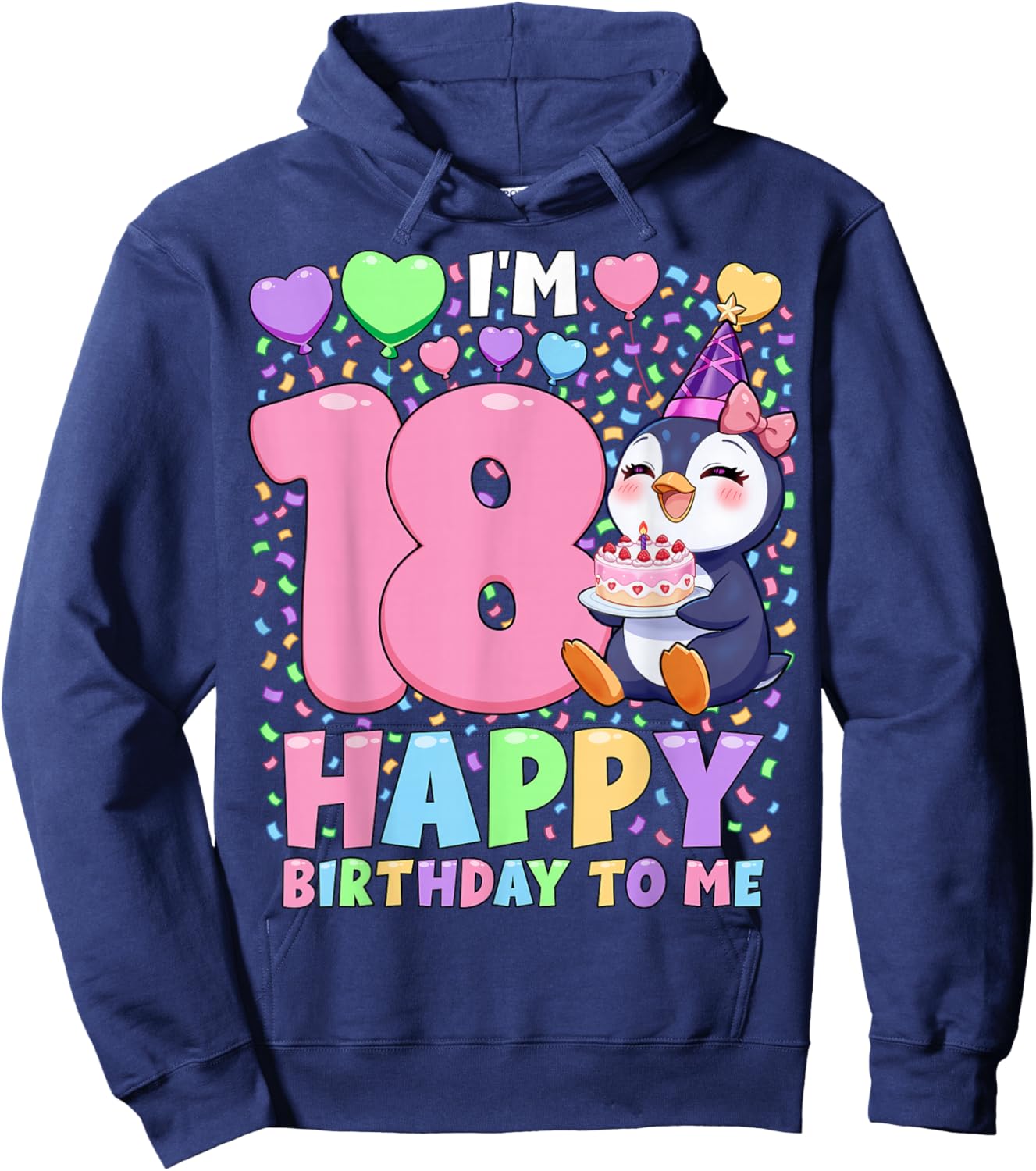 Penguin Birthday Party Shirt | Girls 18th Birthday Penguin Hoodie - Hoodie | Navy