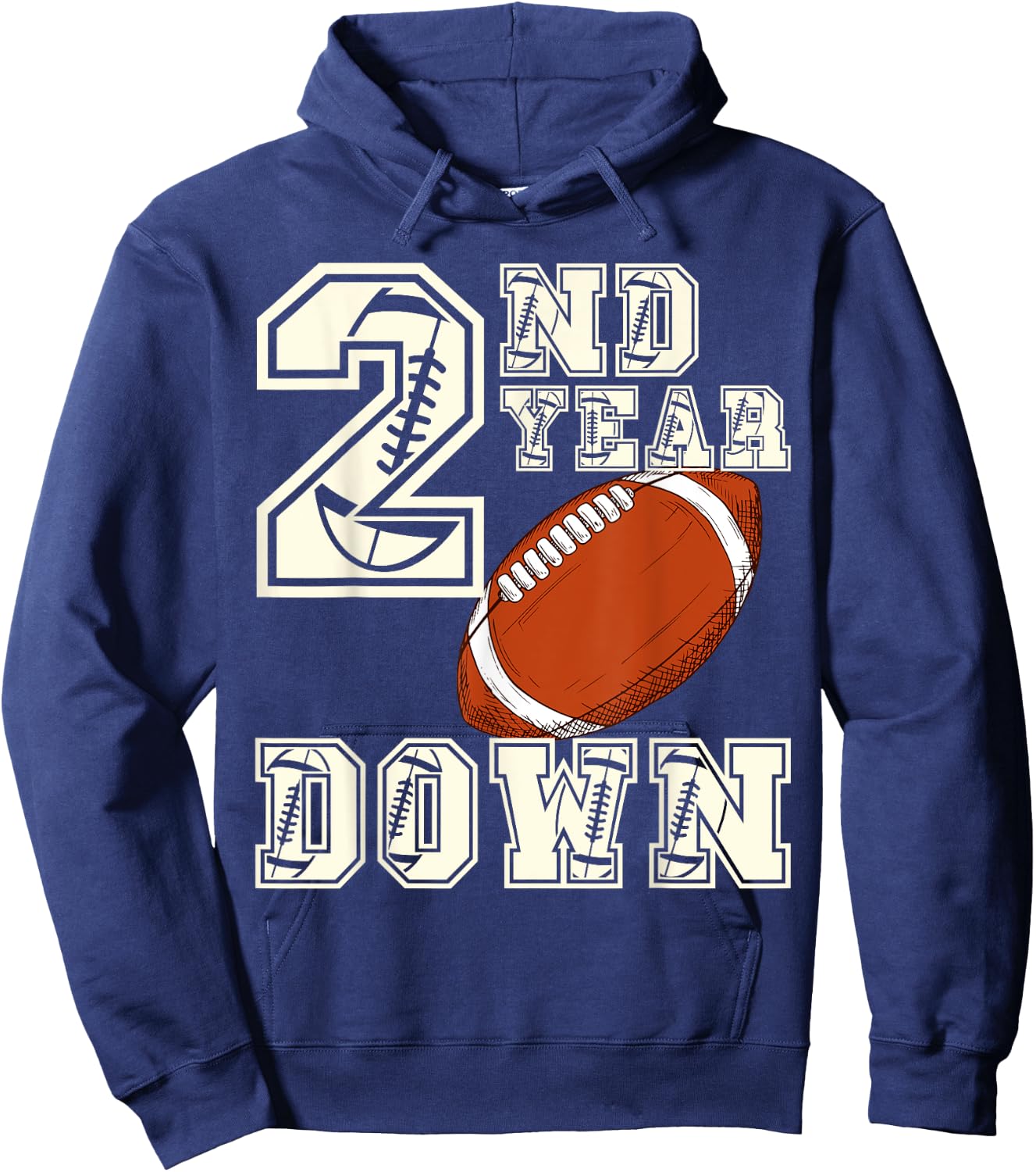Kids 2nd Year Football Fun for Birthday Boys Touchdown Hoodie - Hoodie | Navy