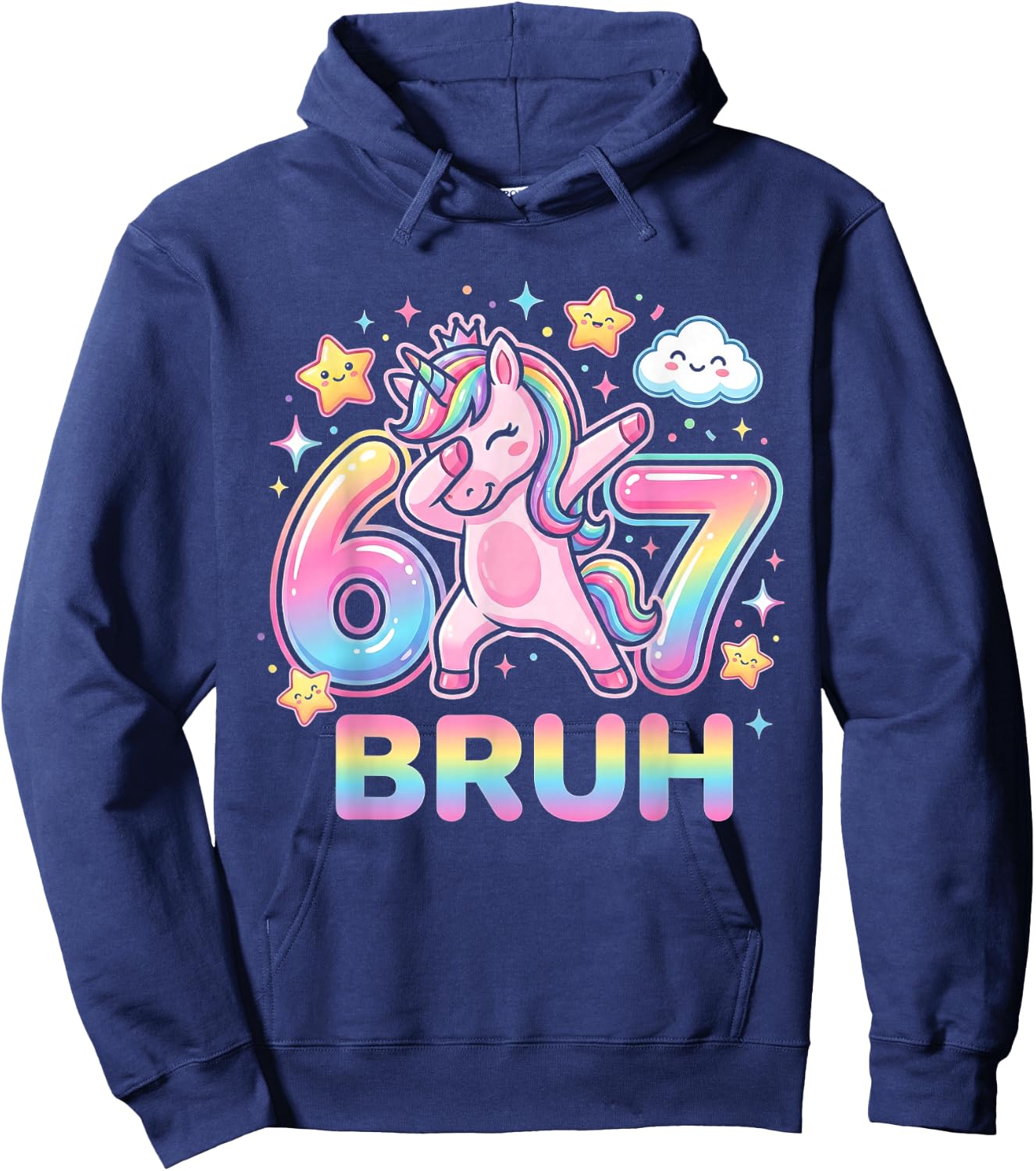67 Unicorn for Girls Six Seven Bruh Meme Brainrot Funny Boys Hoodie - Hoodie | Navy